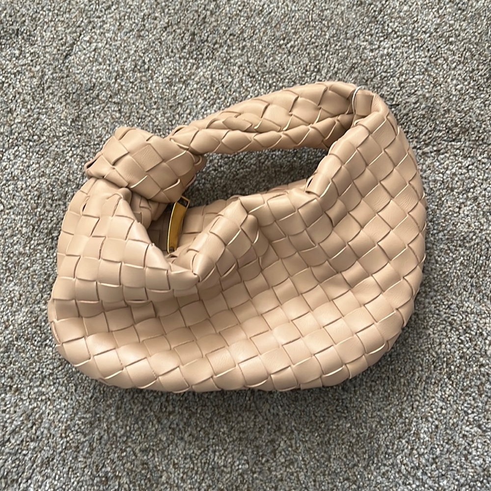Faux leather woven handbag